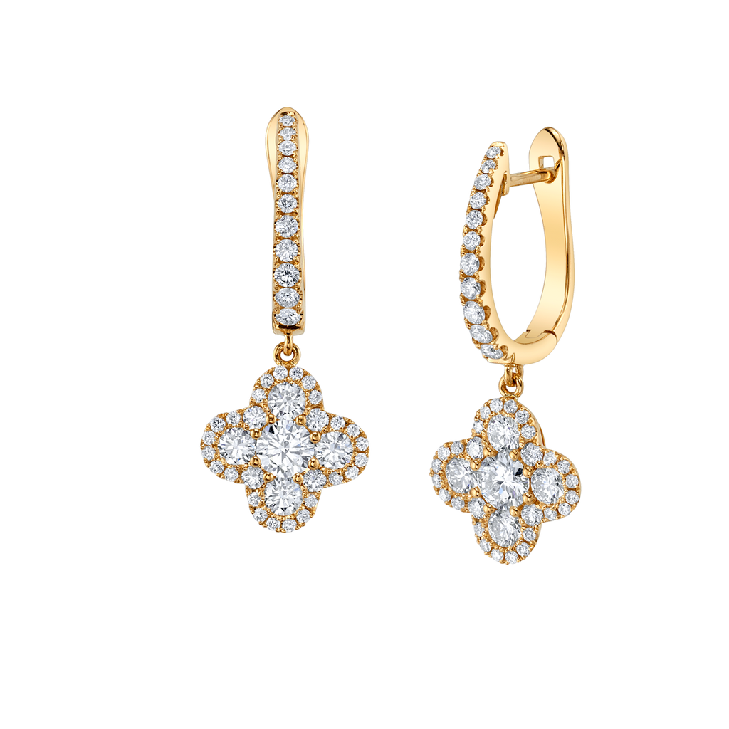 deBoulle Collection Clover Earrings in Yellow Gold