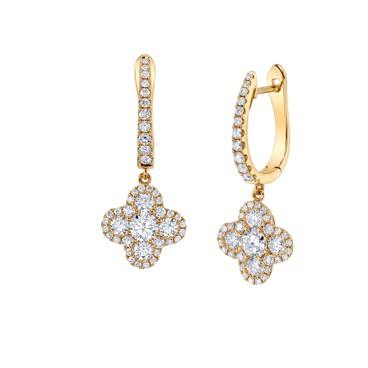 deBoulle Collection Clover Earrings in Yellow Gold