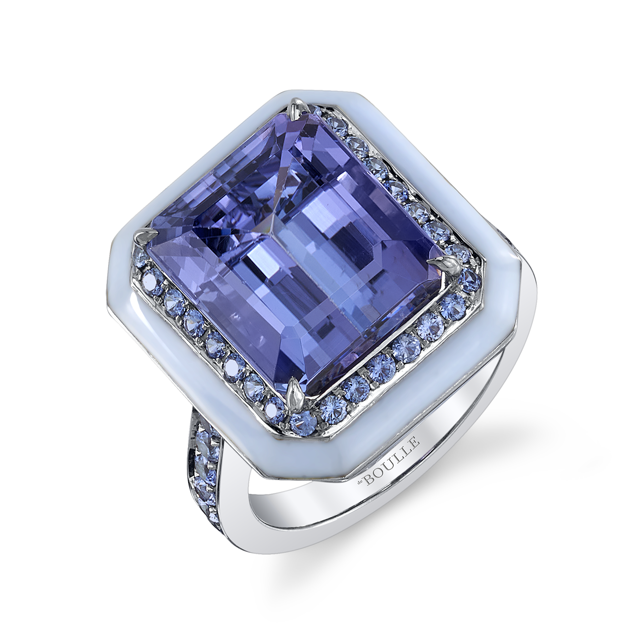 deBoulle Collection Tanzanite and Enamel Ring in White Gold