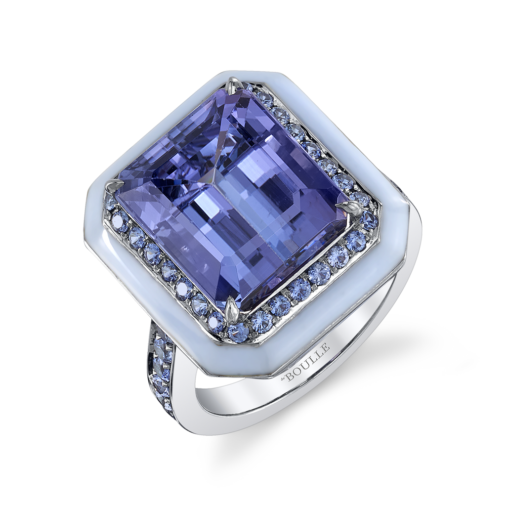 deBoulle Collection Tanzanite and Enamel Ring in White Gold