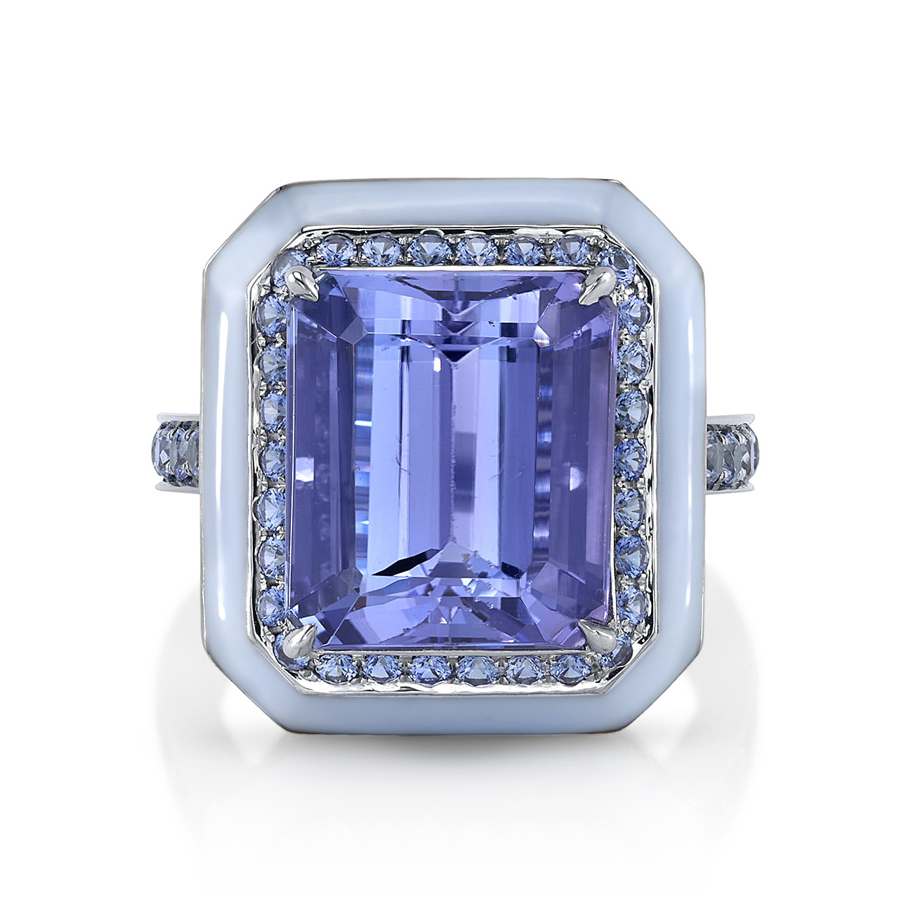 deBoulle Collection Tanzanite and Enamel Ring in White Gold