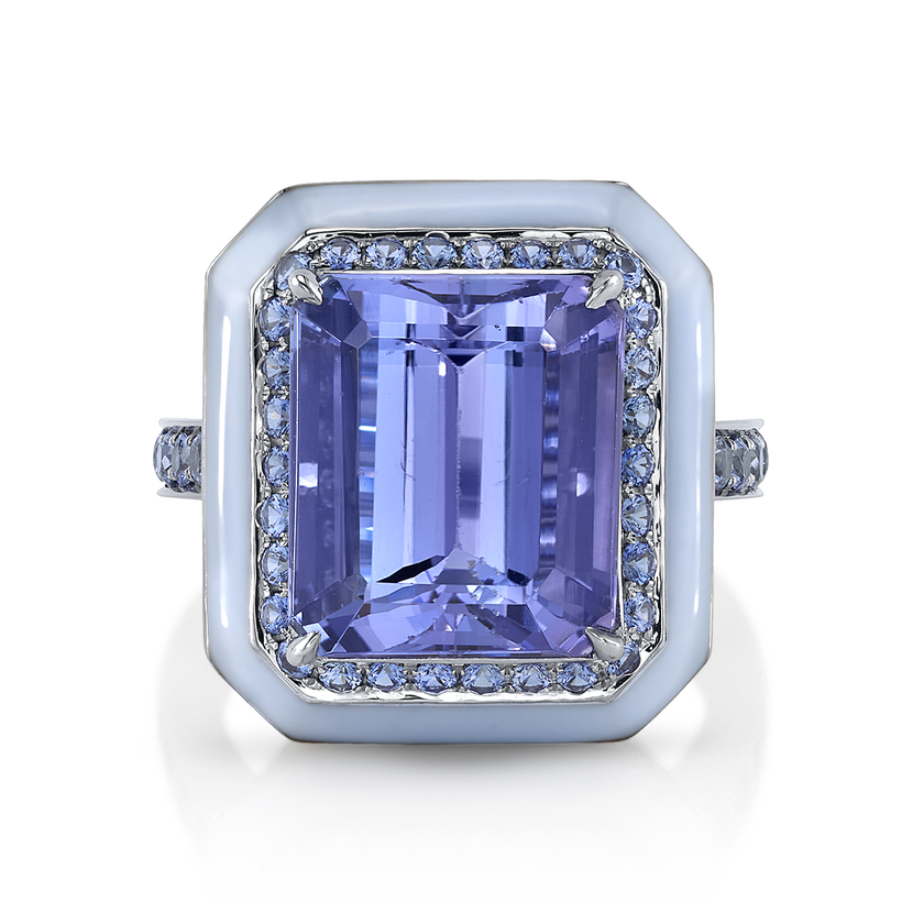 deBoulle Collection Tanzanite and Enamel Ring in White Gold