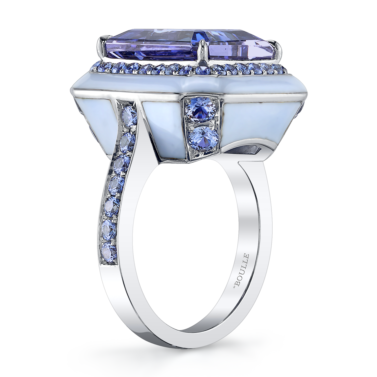 deBoulle Collection Tanzanite and Enamel Ring in White Gold