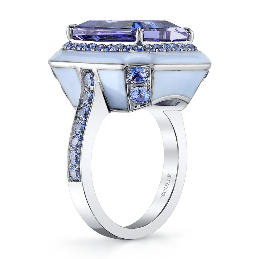 deBoulle Collection Tanzanite and Enamel Ring in White Gold
