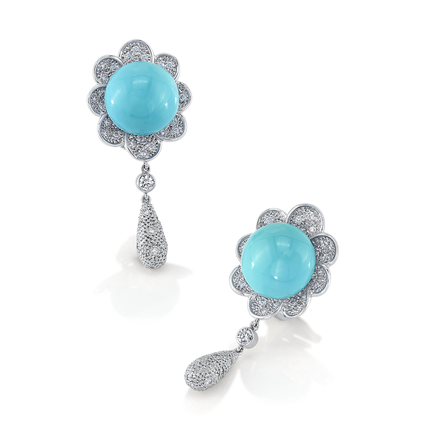 deBoulle Collection Turquoise Floral Earrings