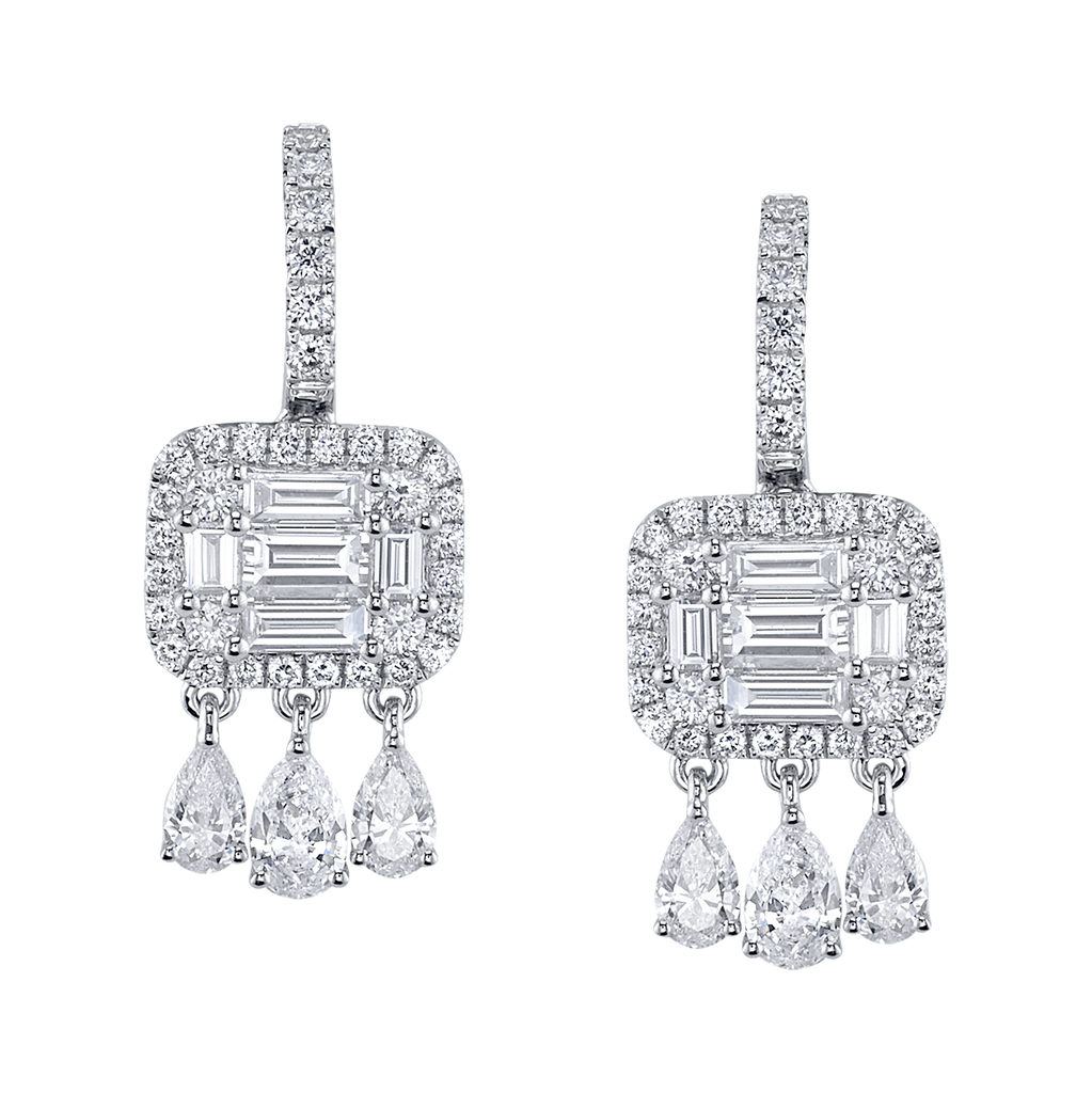 deBoulle Collection Diamond Dangle Earrings in White Gold