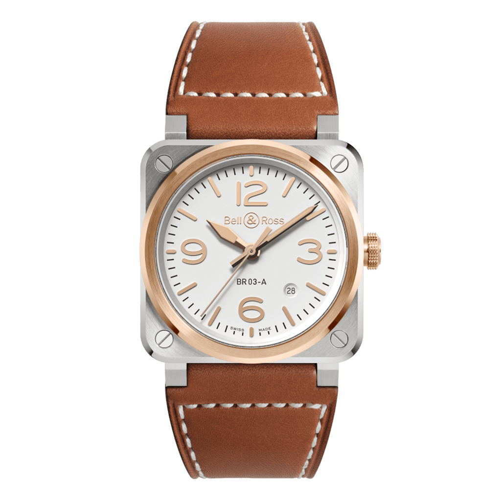 Bell & Ross BR-03 White Steel & Gold BR03A-WH-STPG/SCA