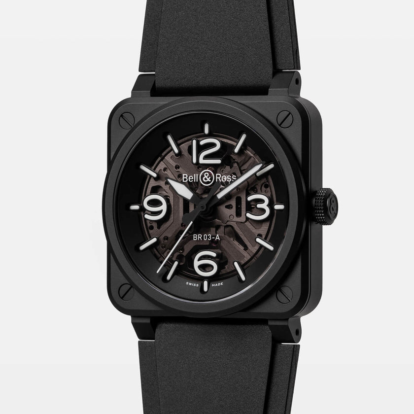 Bell & Ross Skeleton Black Ceramic BR03A-BL-SKCE/SRB