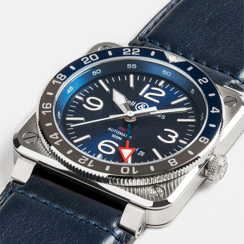Bell & Ross GMT Blue BR0393-BLU-ST/SCA, 0393-BLU-ST/SCA