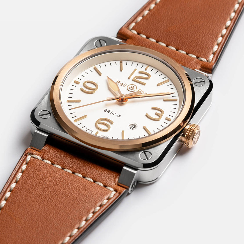 Bell & Ross BR-03 White Steel & Gold BR03A-WH-STPG/SCA