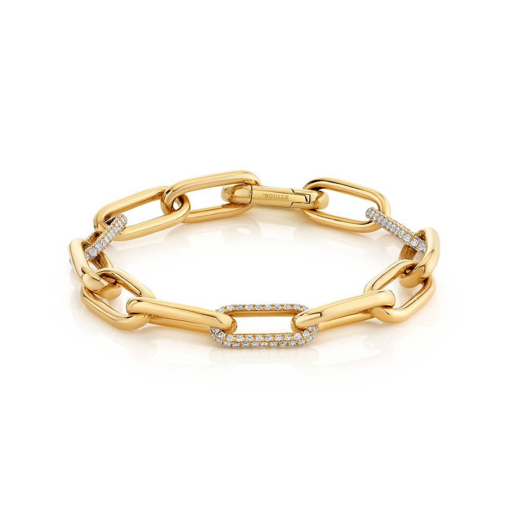 deBoulle Collection Pavé Link Diamond Bracelet in Yellow Gold