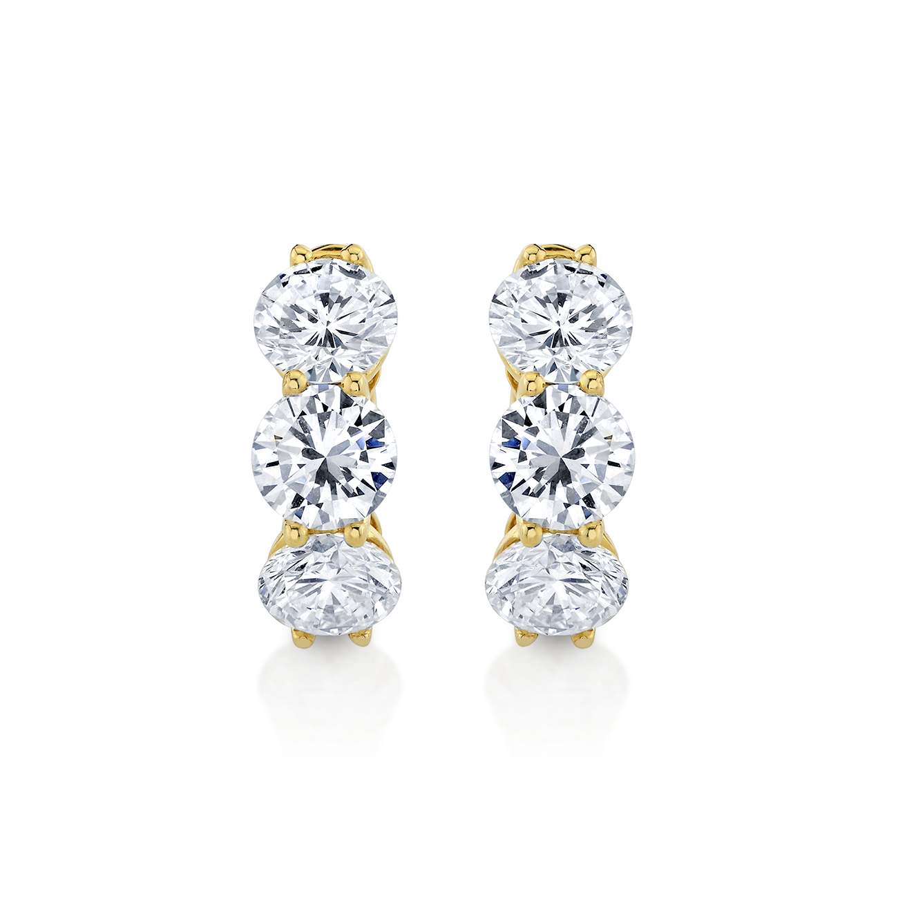 deBoulle Collection Classic Three Diamond Earrings in Yellow Gold