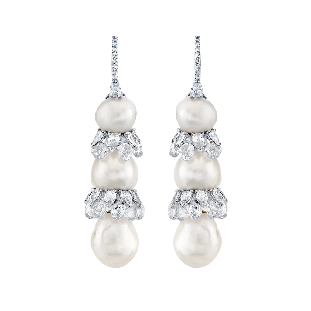 deBoulle Collection Baroque Radiance Pearl Earrings in White Gold