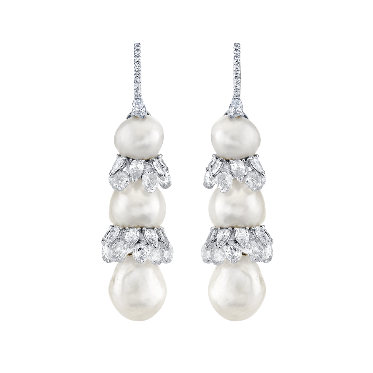 deBoulle Collection Baroque Radiance Pearl Earrings in White Gold