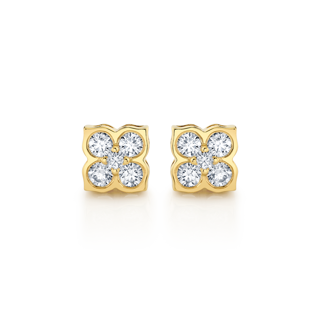 deBoulle Collection Pointed Clover Earrings in Yellow Gold