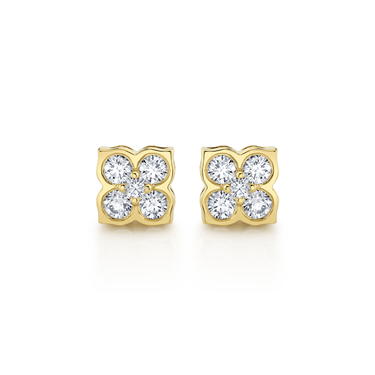 deBoulle Collection Pointed Clover Earrings in Yellow Gold