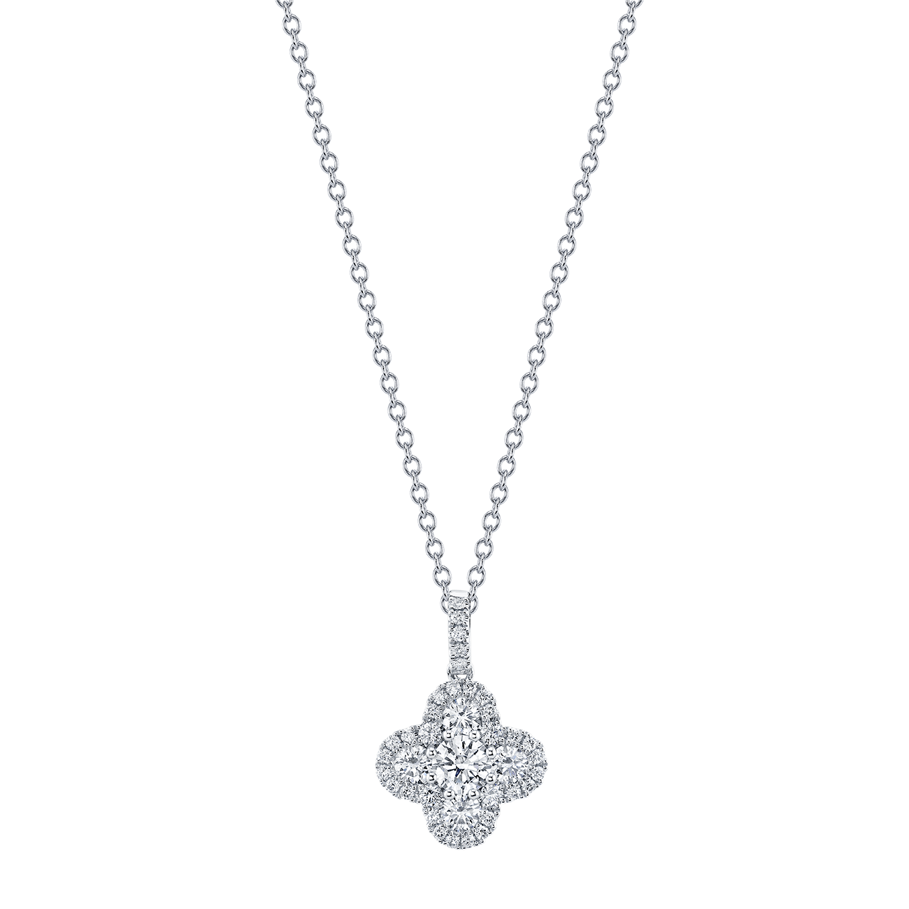 deBoulle Collection Clover Pendant Necklace in White Gold