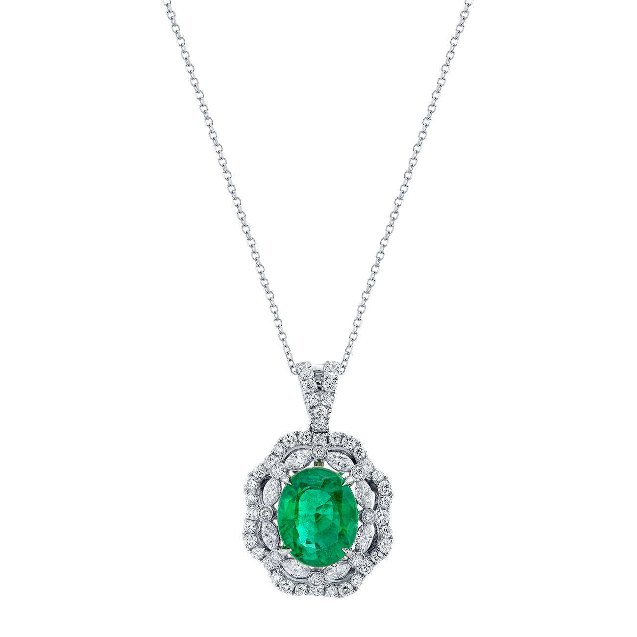 deBoulle Collection Emerald and Diamond Pendant