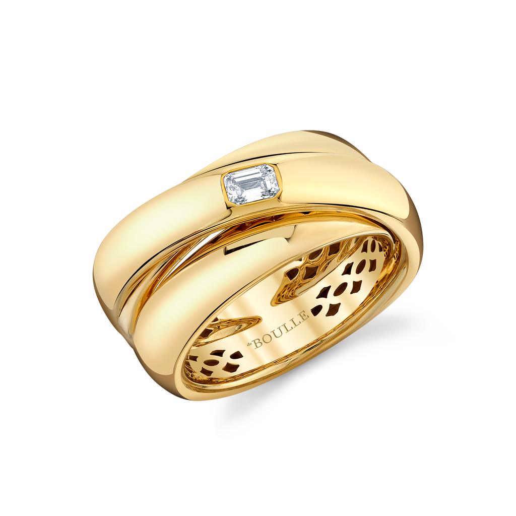 deBoulle Collection Wide Crossover Ring in Yellow Gold