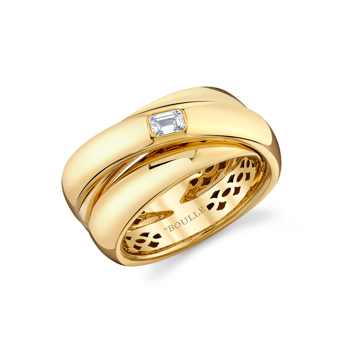 deBoulle Collection Wide Crossover Ring in Yellow Gold