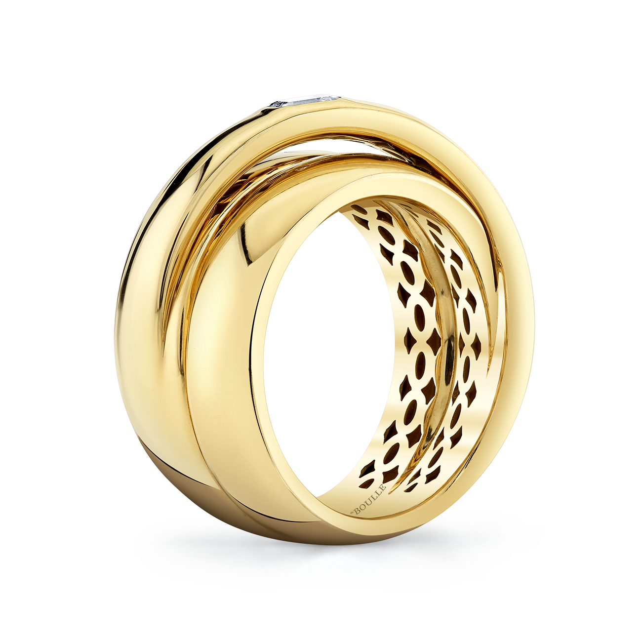 deBoulle Collection Wide Crossover Ring in Yellow Gold