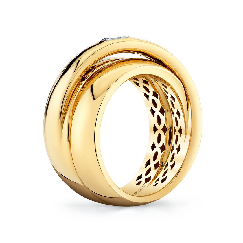 deBoulle Collection Wide Crossover Ring in Yellow Gold