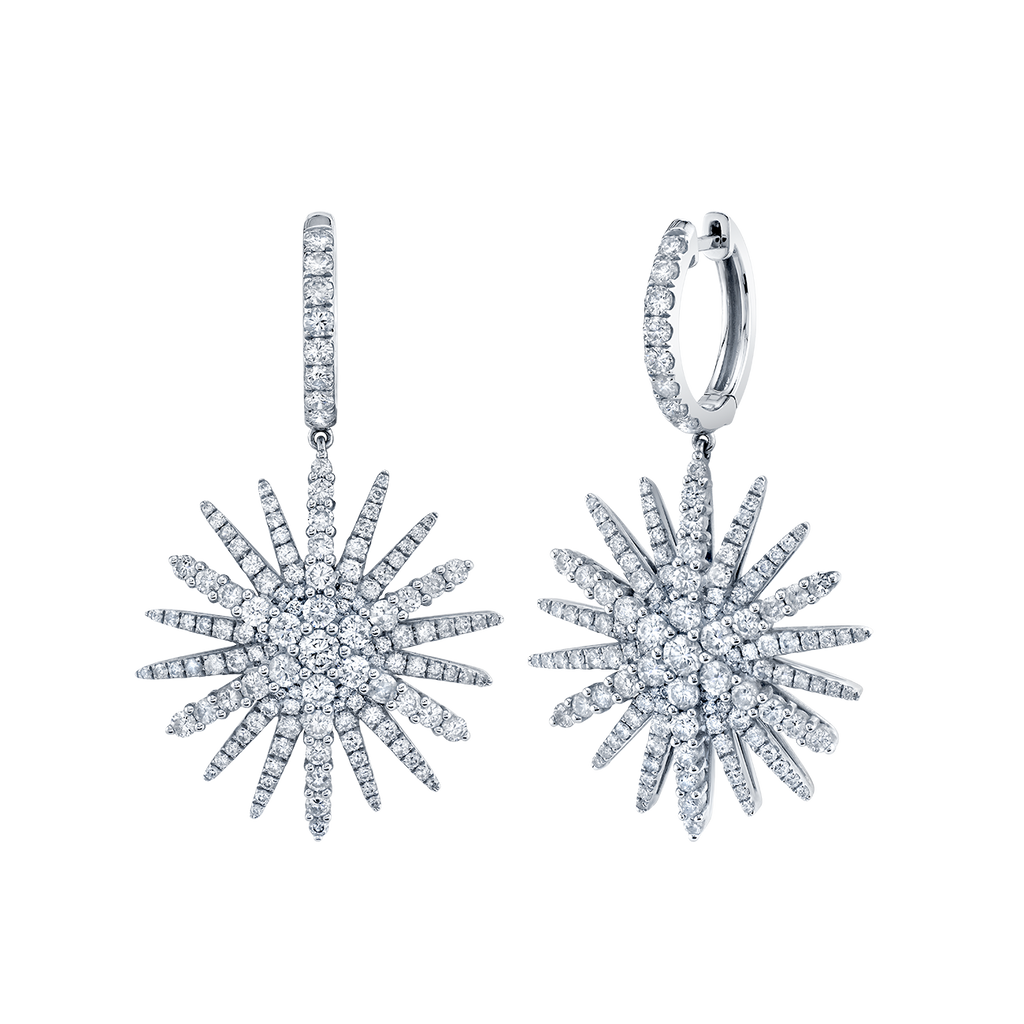 deBoulle Collection Starburst Earrings in White Gold