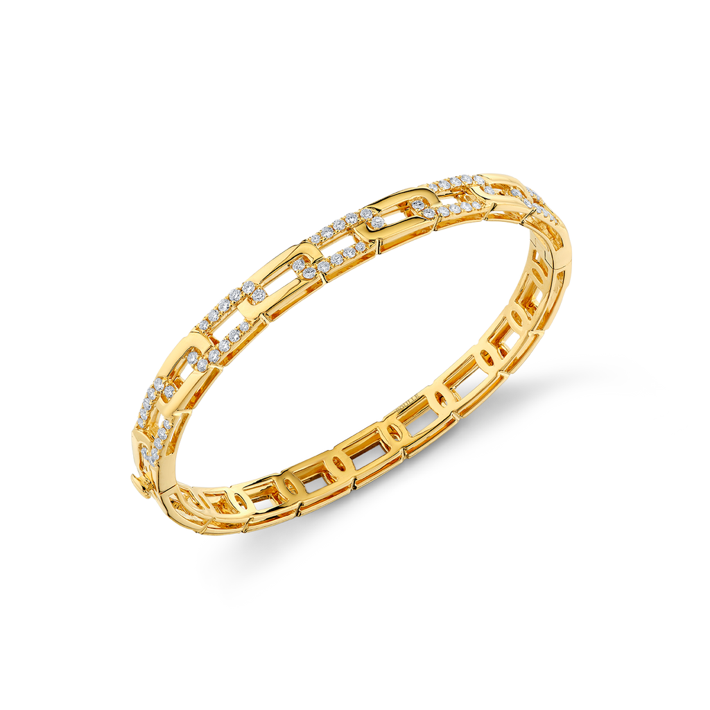 deBoulle Collection Pavé Link Diamond Bangle in Yellow Gold