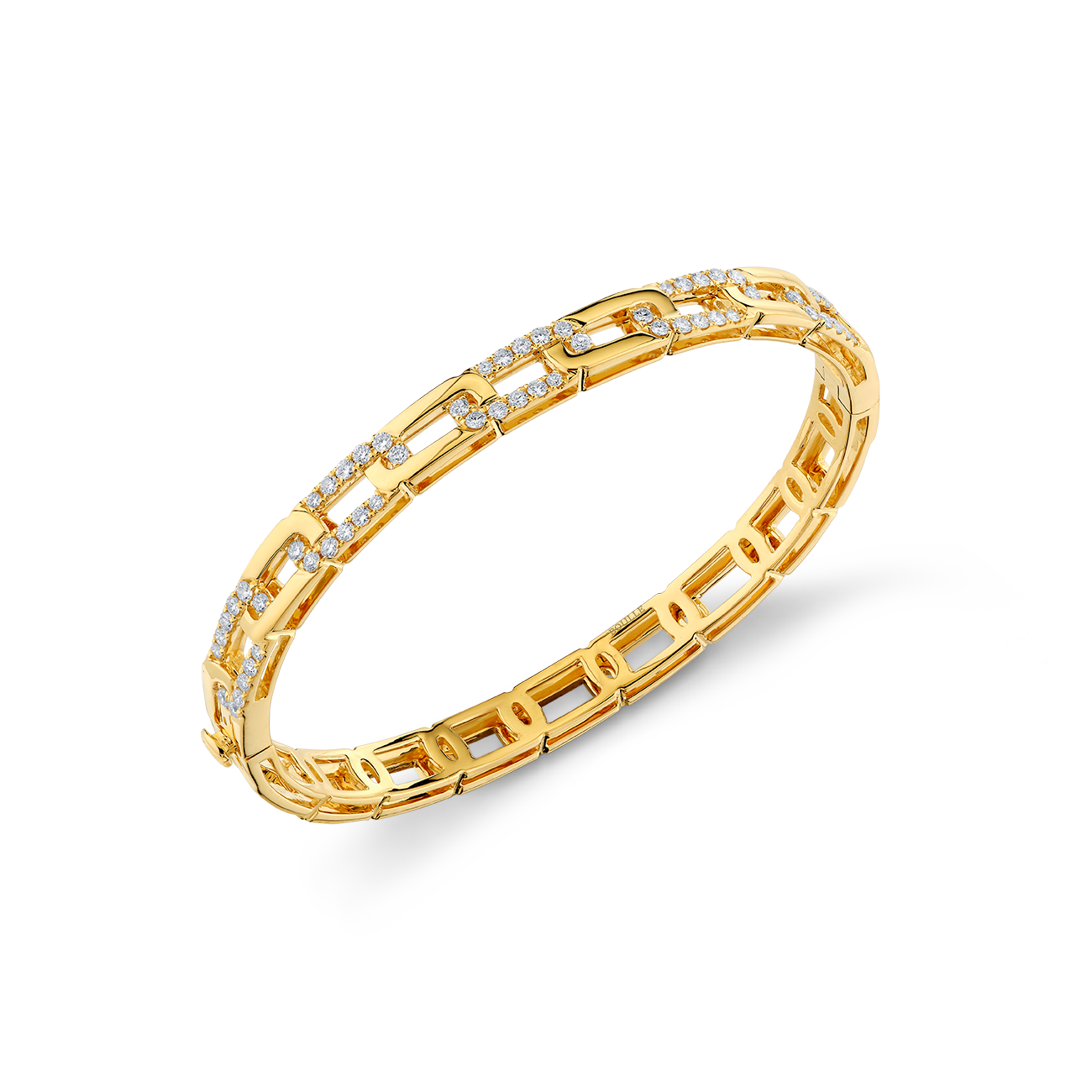 deBoulle Collection Pavé Link Diamond Bangle in Yellow Gold