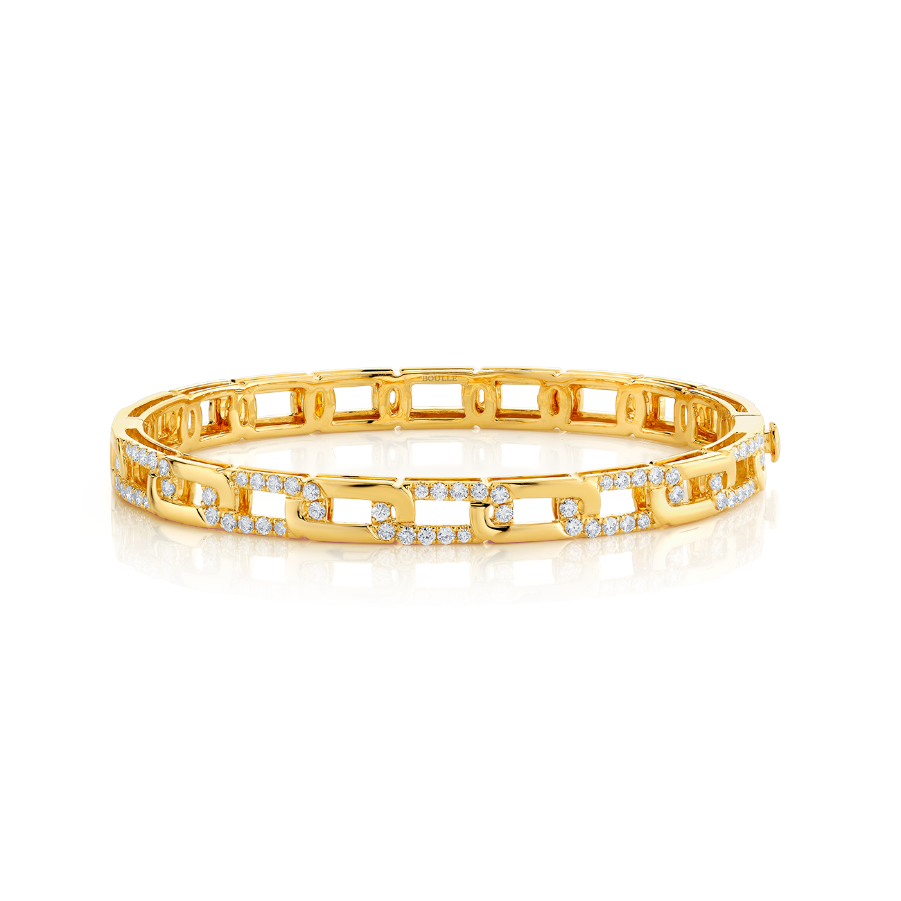 deBoulle Collection Pavé Link Diamond Bangle in Yellow Gold