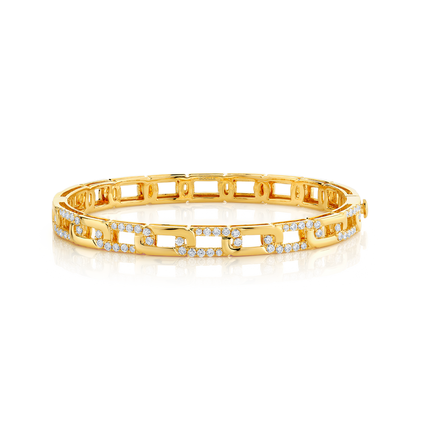 deBoulle Collection Pavé Link Diamond Bangle in Yellow Gold
