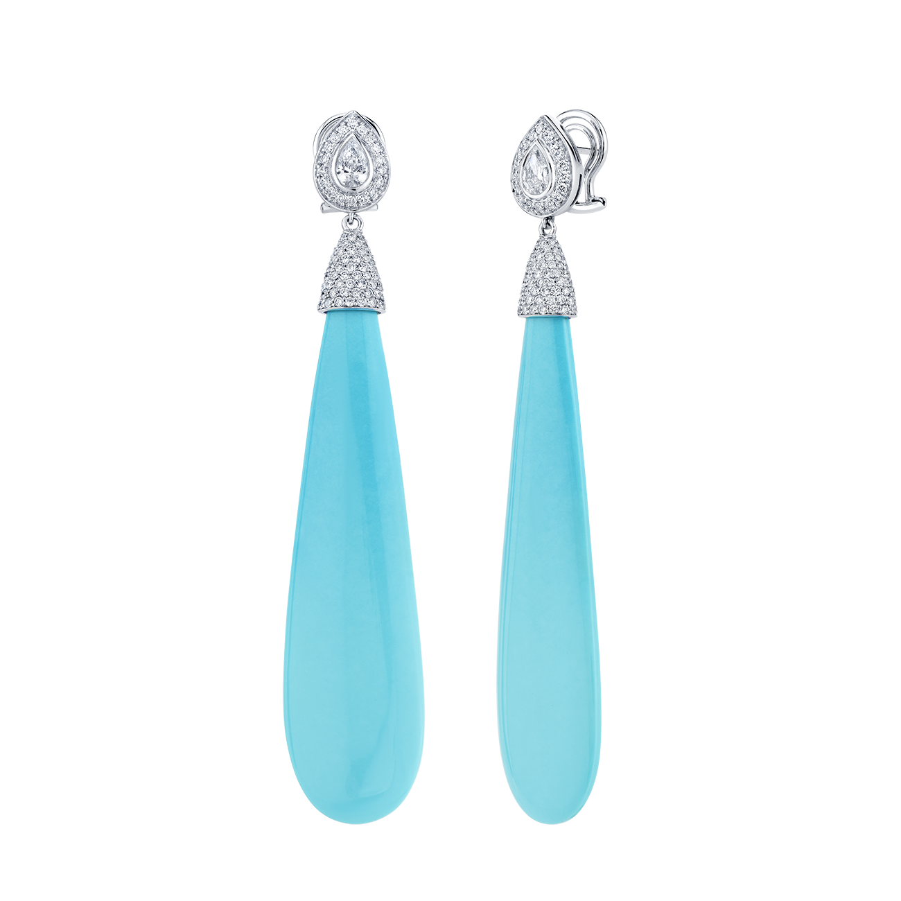 deBoulle High Jewelry Collection Turquoise Diamond Drop Earrings