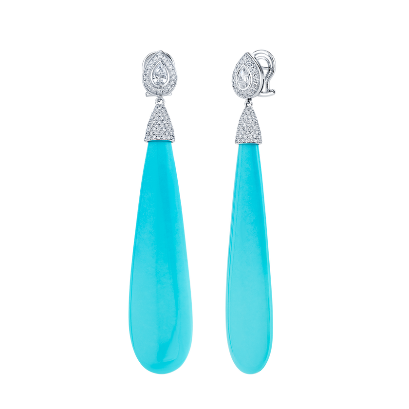 deBoulle High Jewelry Collection Turquoise Diamond Drop Earrings
