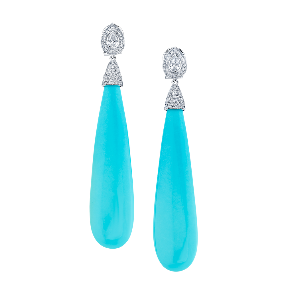 deBoulle High Jewelry Collection Turquoise Diamond Drop Earrings