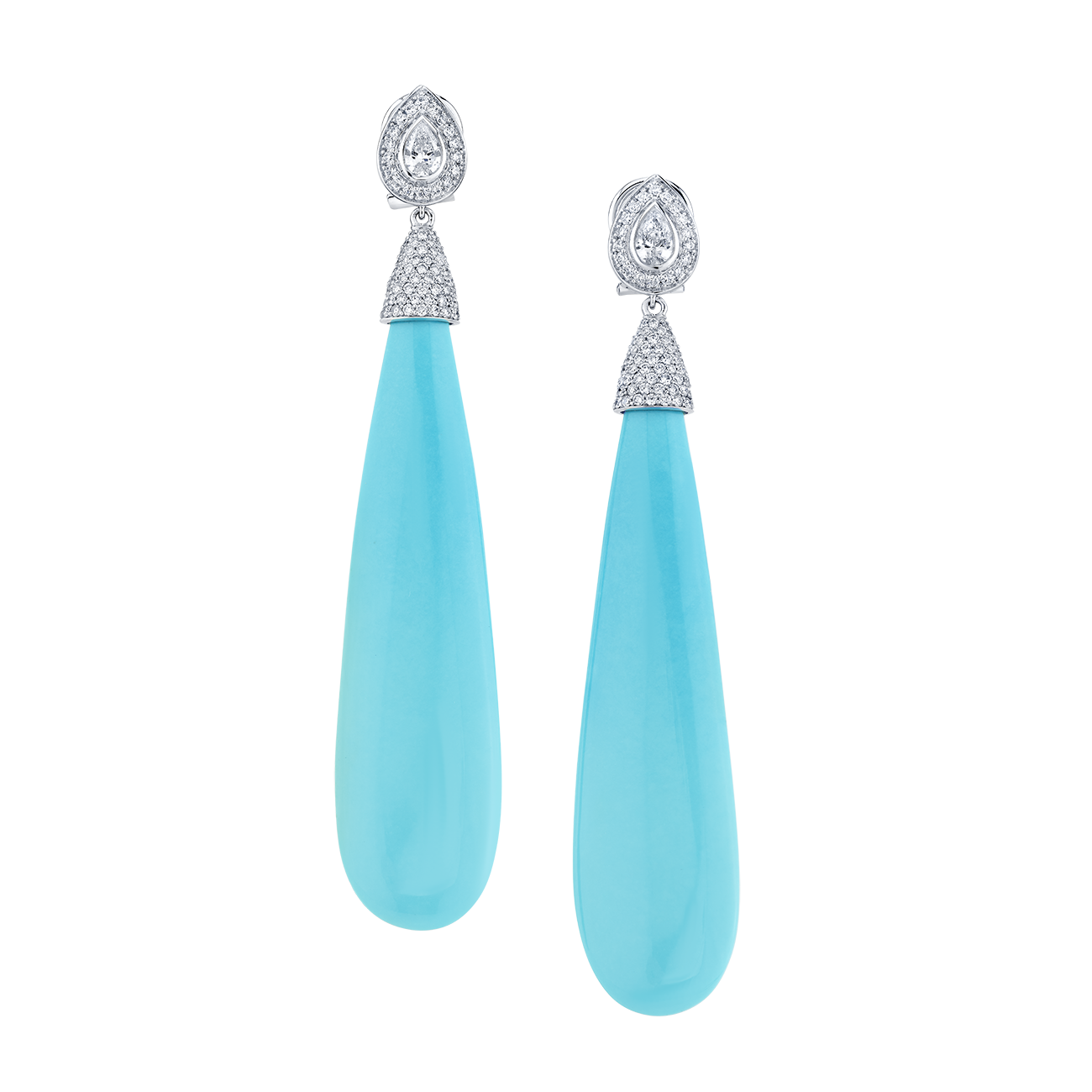 deBoulle High Jewelry Collection Turquoise Diamond Drop Earrings