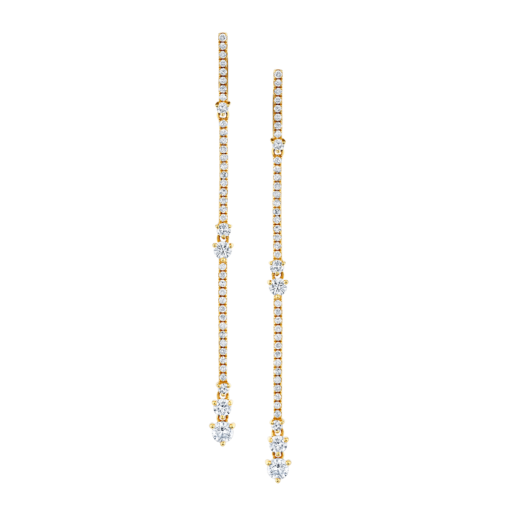 deBoulle Collection Linear Dangle Earrings in Yellow Gold