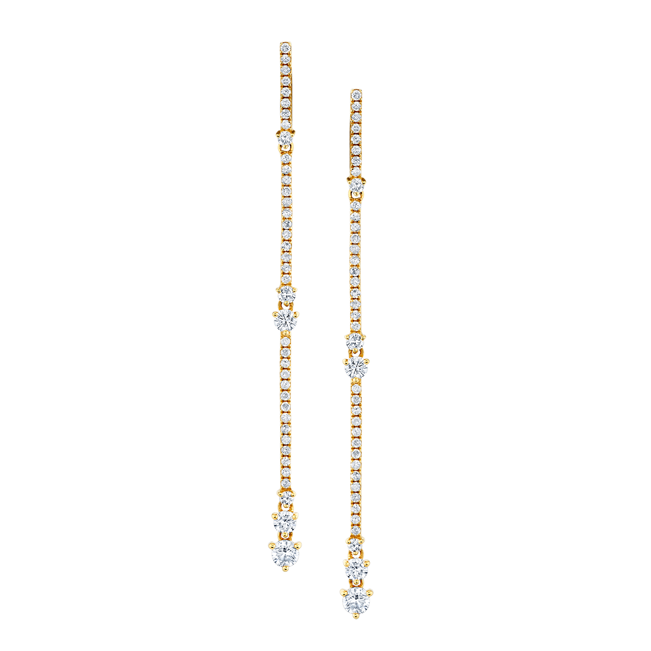 deBoulle Collection Linear Dangle Earrings in Yellow Gold