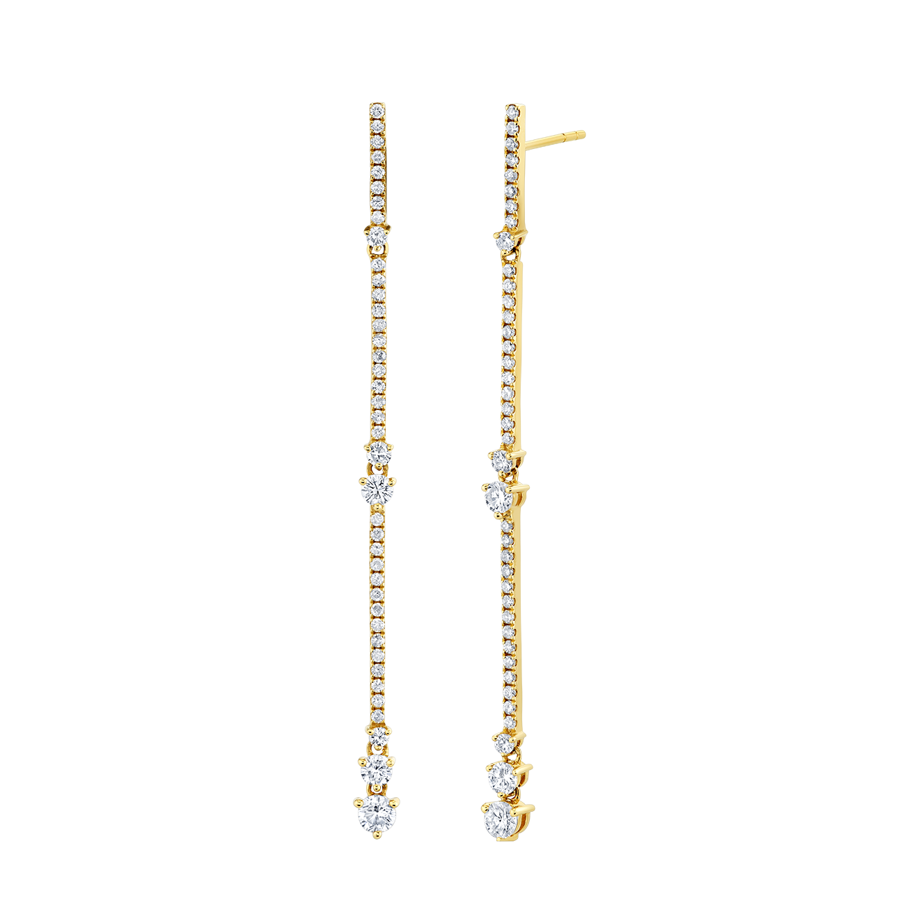 deBoulle Collection Linear Dangle Earrings in Yellow Gold