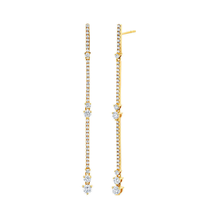 deBoulle Collection Linear Dangle Earrings in Yellow Gold