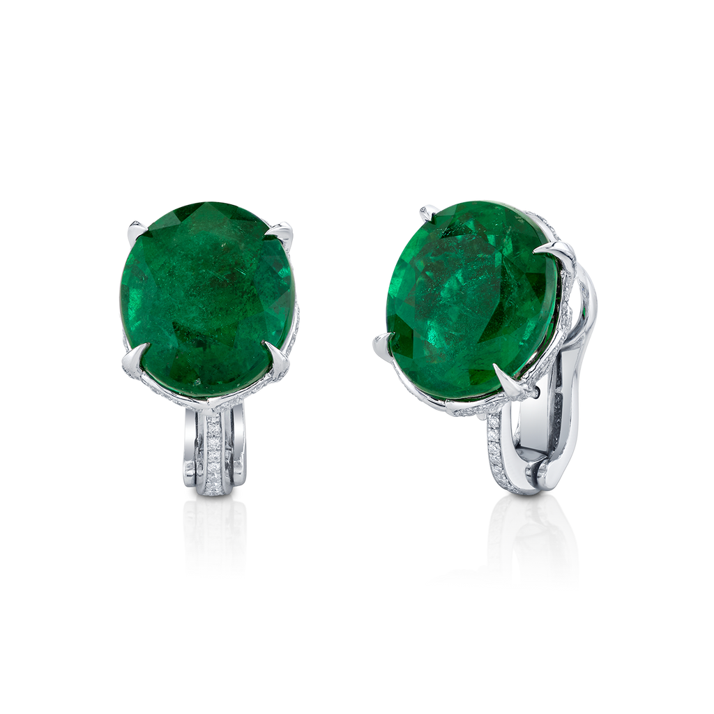 deBoulle High Jewelry Emerald and Diamond Earrings