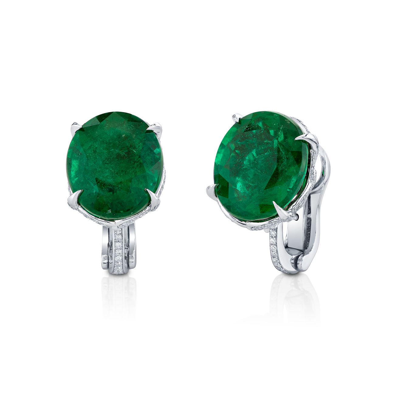 deBoulle High Jewelry Emerald and Diamond Earrings