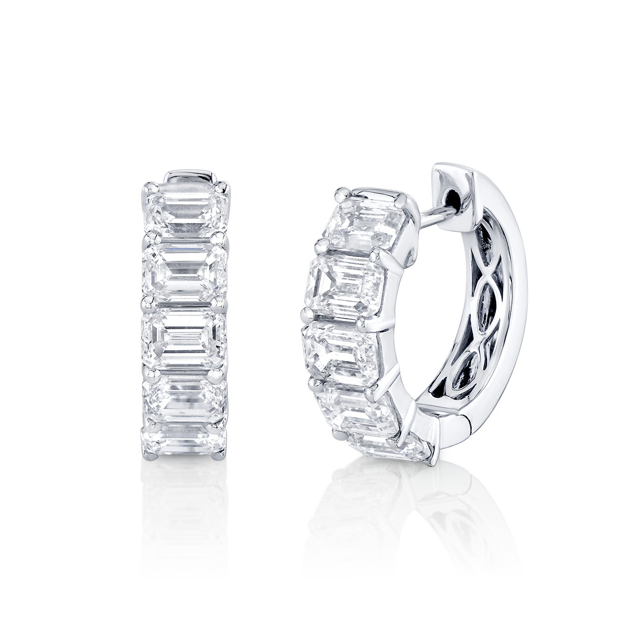 deBoulle Collection Emerald Cut Diamond Huggie Earrings