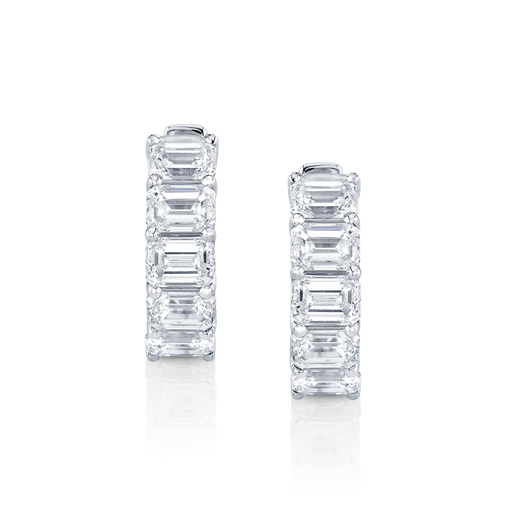 deBoulle Collection Emerald Cut Diamond Huggie Earrings