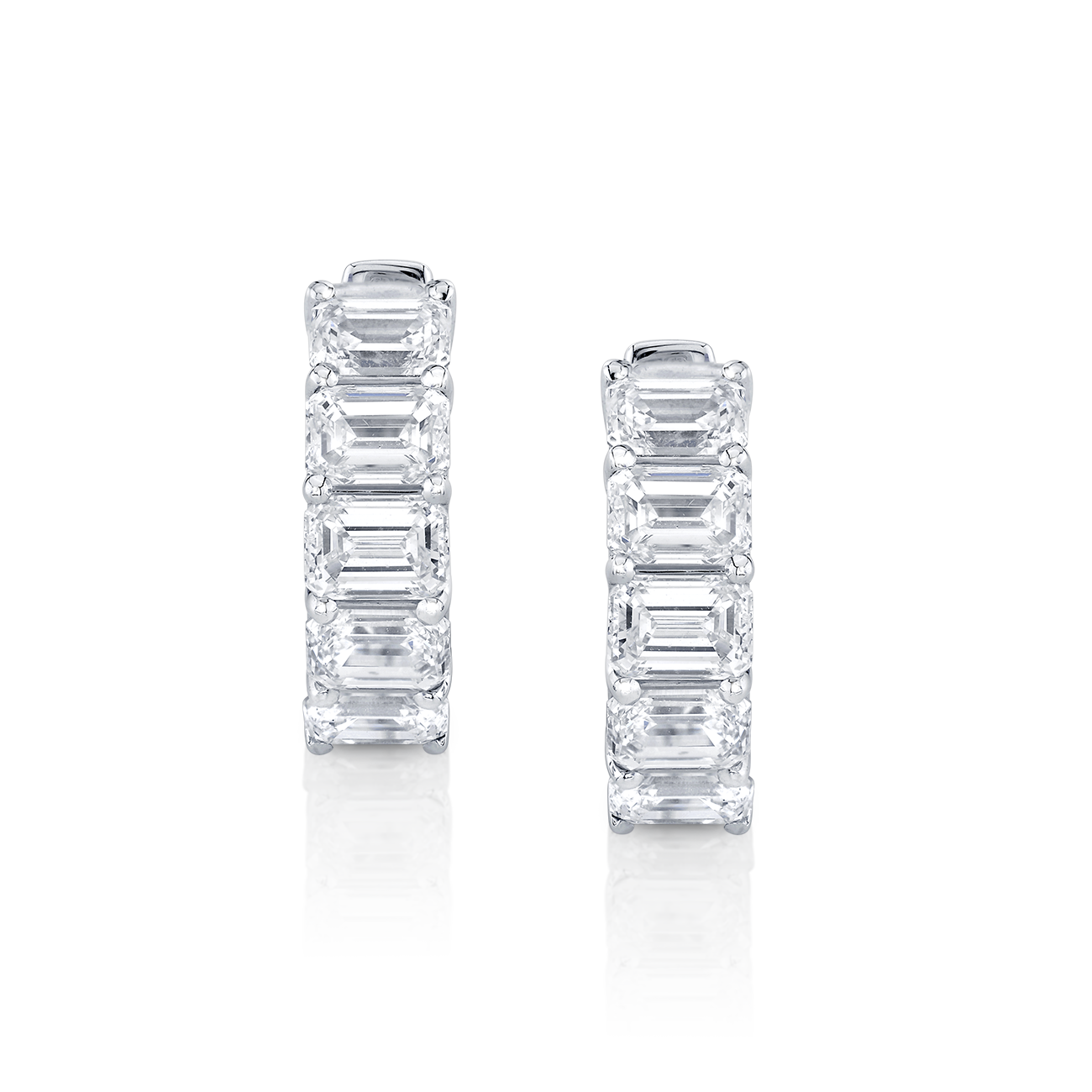 deBoulle Collection Emerald Cut Diamond Huggie Earrings