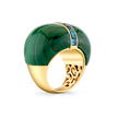 deBoulle Collection Malachite and Blue Topaz Bombé  Ring