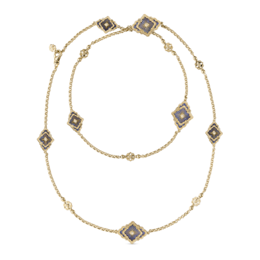 Opera Tulle Sautoir Necklace With Blue Enamel And Diamonds