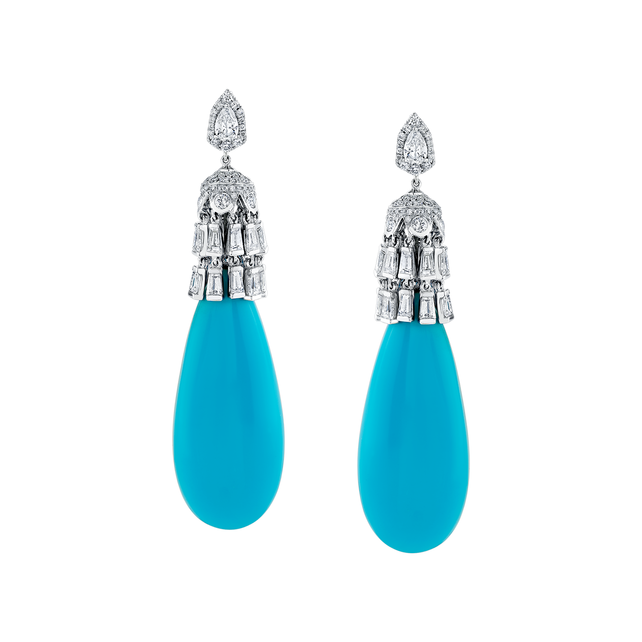 deBoulle High Jewelry Sleeping Beauty Turquoise Drop Earrings