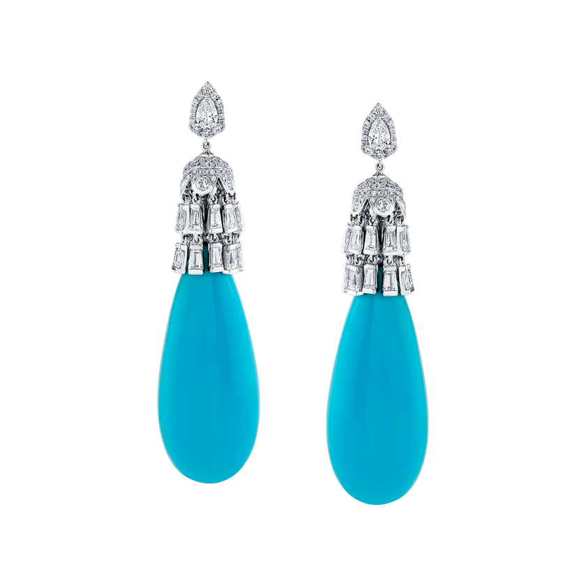 deBoulle High Jewelry Sleeping Beauty Turquoise Drop Earrings