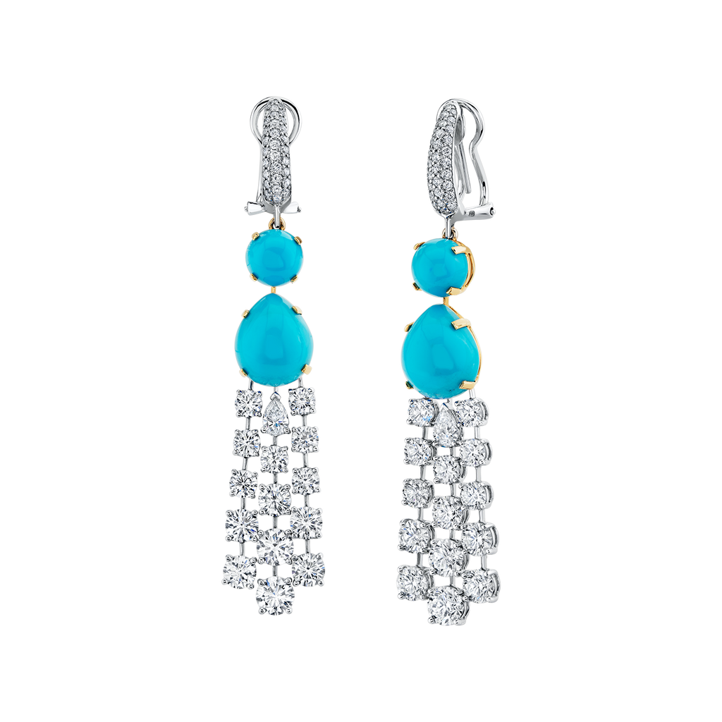 deBoulle High Jewelry Turquoise Diamond Earrings