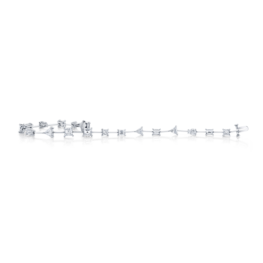 deBoulle Collection Mixed Cut Diamond Bracelet in White Gold